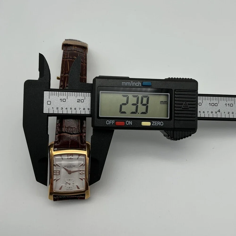 Stuhrling Original Womens Watch 24mm Silver Dial Brown Leather New Battery